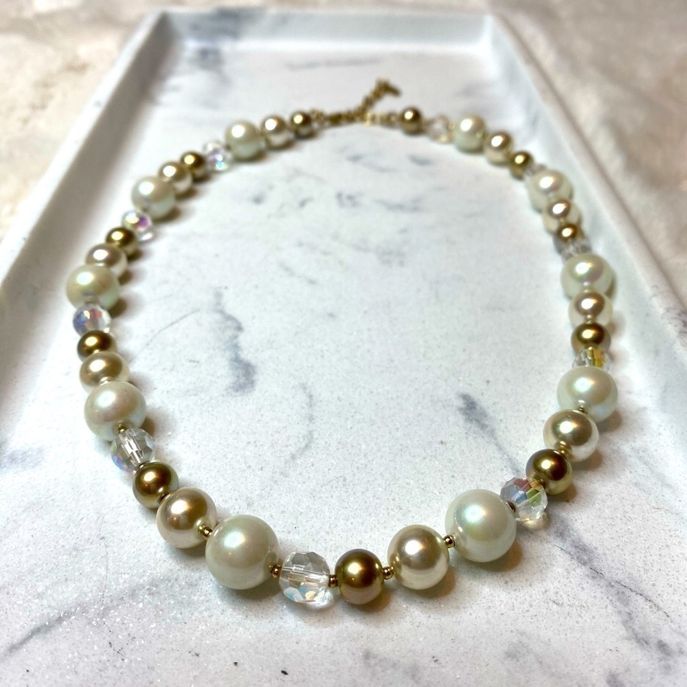 Cezanne Faux Pearl and Glass Crystal Necklace